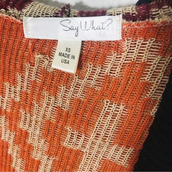 SAY WHAT Boho Knit Open Front Hooded CardiganSize X-Small - Picture 4 of 10